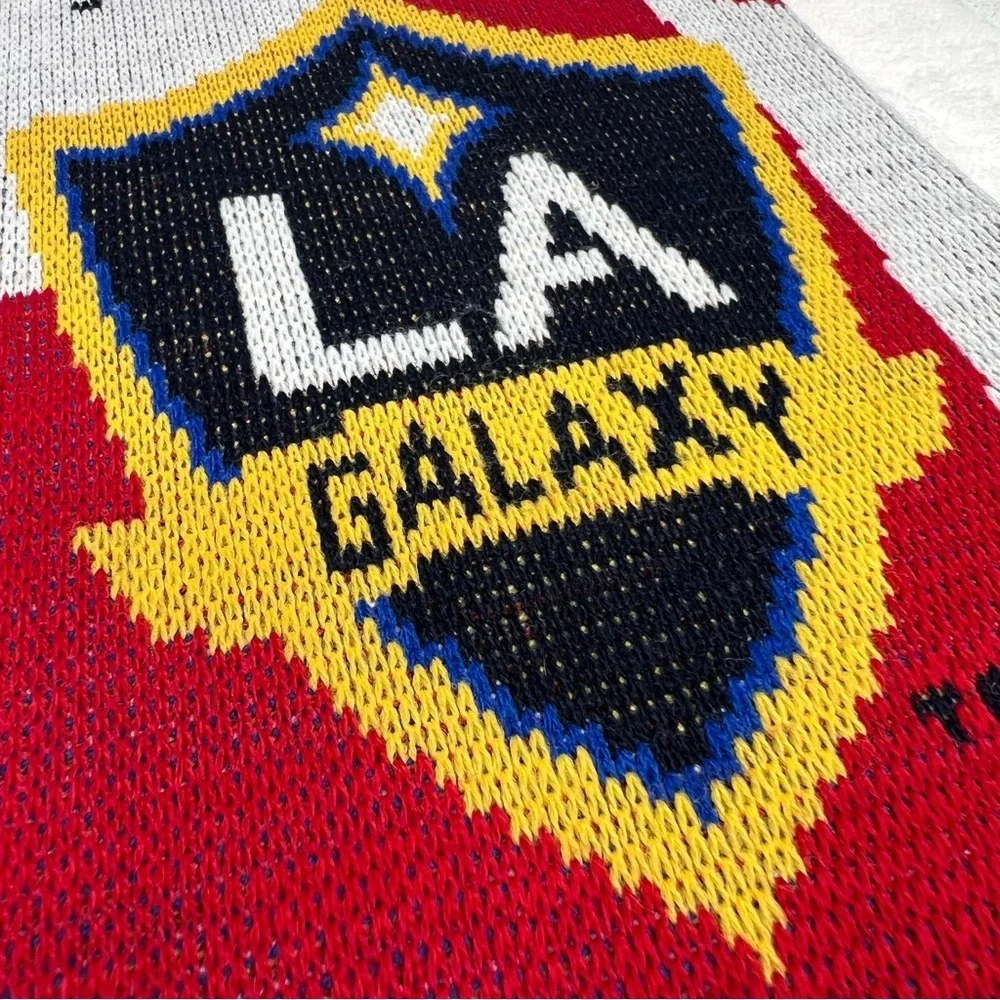 LA Galaxy Crest Scarf Fringe Los Angeles Soccer Team Football Club Red Blue